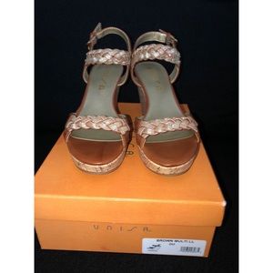 NEW Gold Glitter  Cork Platform Wedges